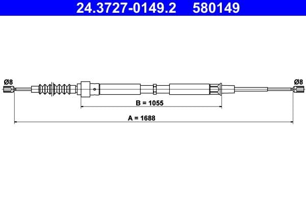 Cablu, frana de parcare ATE 24.3727-0149.2