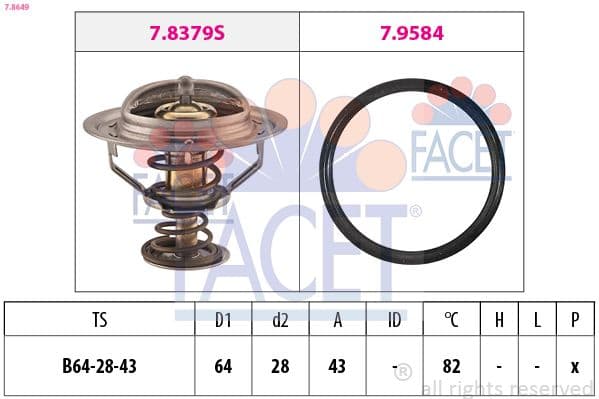 termostat,lichid racire FACET Made in Italy - OE Equivalent 7.8649