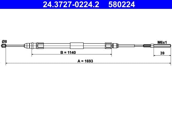Cablu, frana de parcare ATE 24.3727-0224.2