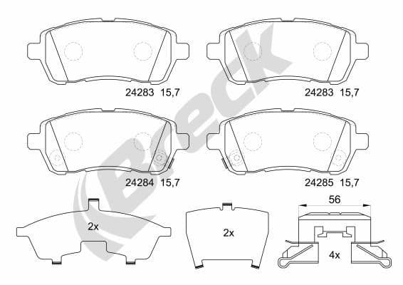 set placute frana,frana disc BRECK 24283 00 702 10