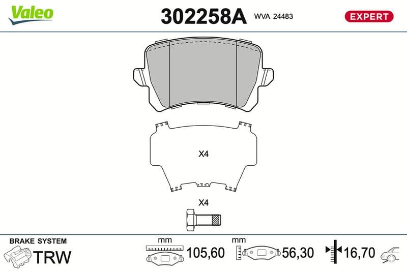 set placute frana,frana disc VALEO 302258A