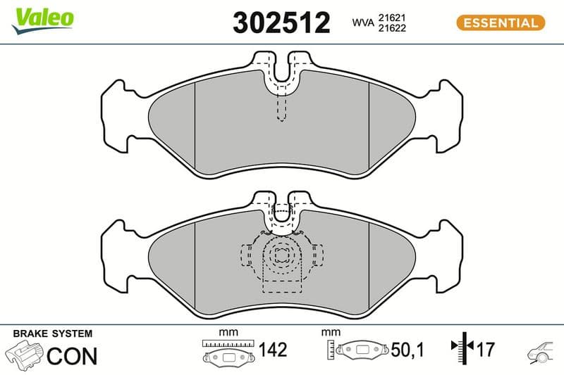 set placute frana,frana disc VALEO ESSENTIAL 302512