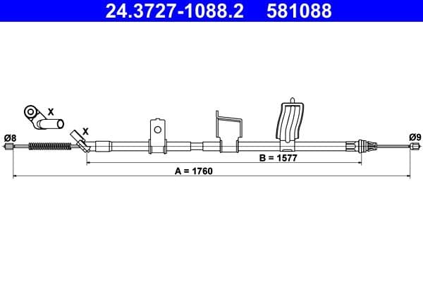 Cablu, frana de parcare ATE 24.3727-1088.2