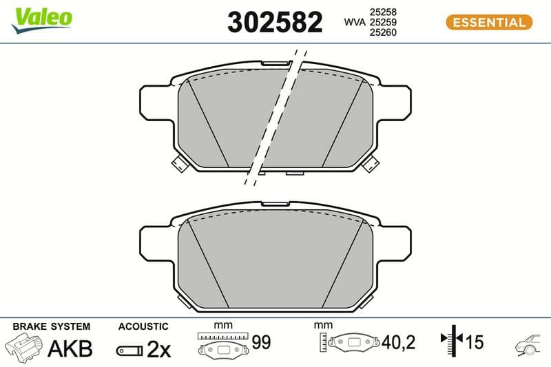 set placute frana,frana disc VALEO ESSENTIAL 302582