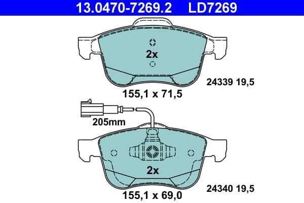 set placute frana,frana disc ATE Ceramic 13.0470-7269.2