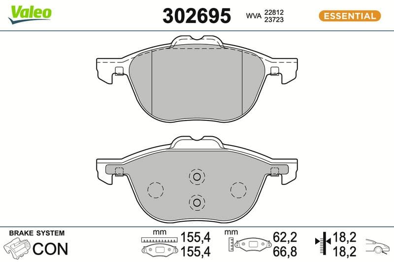 set placute frana,frana disc VALEO ESSENTIAL 302695