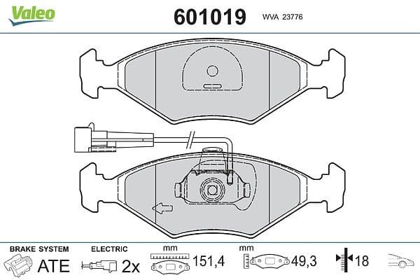 set placute frana,frana disc VALEO 601019