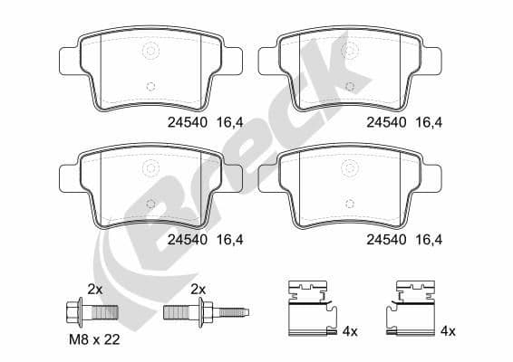 set placute frana,frana disc BRECK 24540 00 704 00