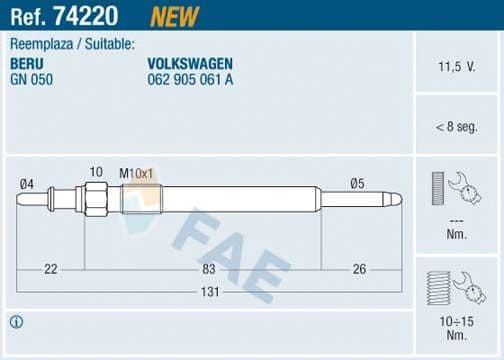 Bujie incandescenta FAE 74220