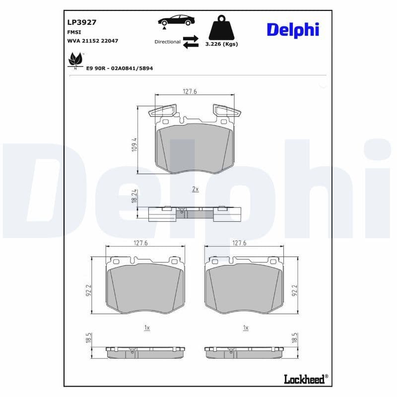 set placute frana,frana disc DELPHI LP3927