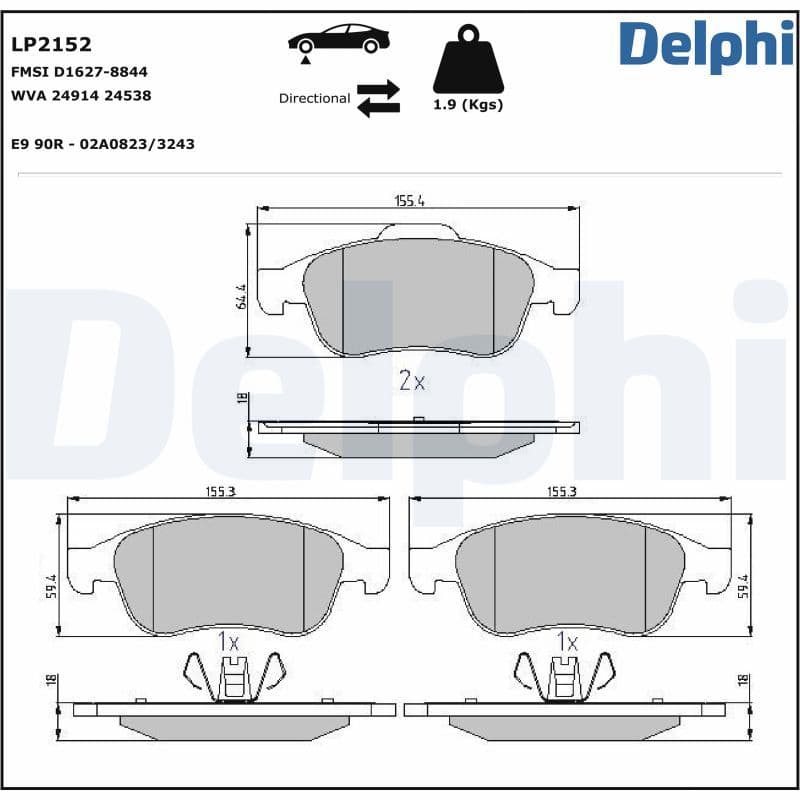 set placute frana,frana disc DELPHI LP2152