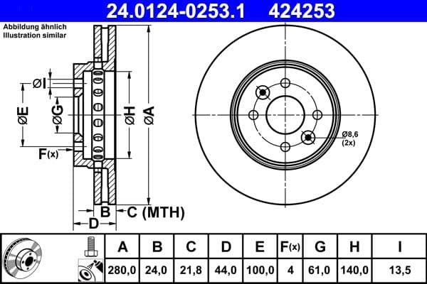 Disc frana ATE 24.0124-0253.1