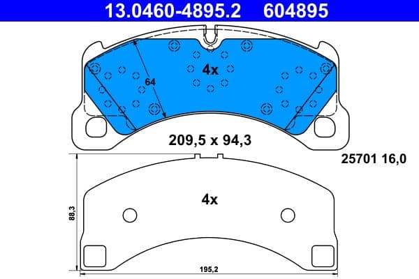 set placute frana,frana disc ATE 13.0460-4895.2