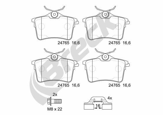set placute frana,frana disc BRECK 24765 00 704 00