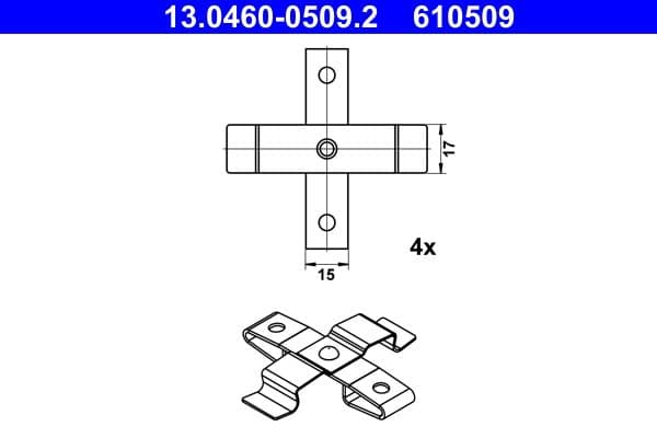 Set accesorii, placute frana ATE 13.0460-0509.2
