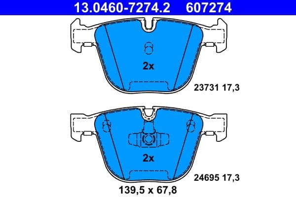 set placute frana,frana disc ATE 13.0460-7274.2