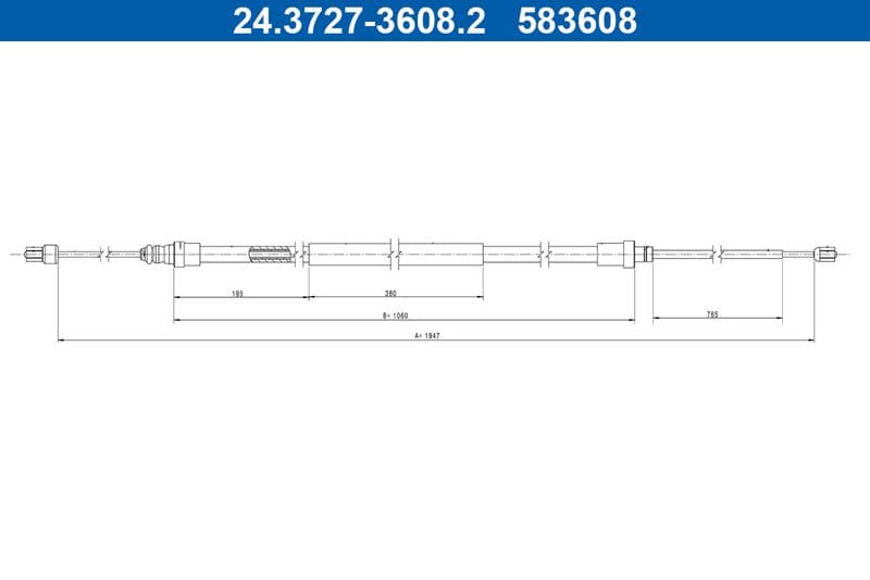 Cablu, frana de parcare ATE 24.3727-3608.2