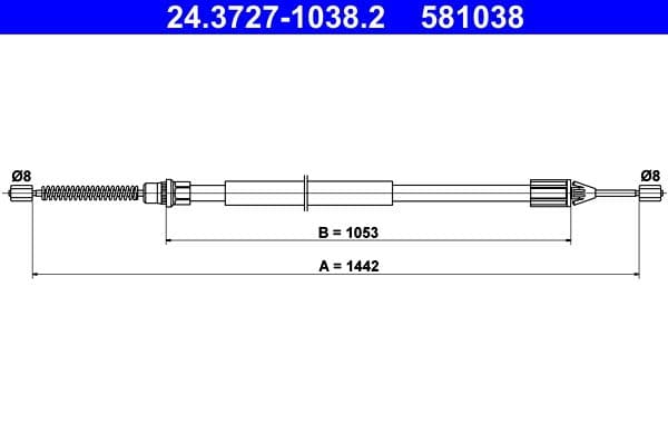 Cablu, frana de parcare ATE 24.3727-1038.2