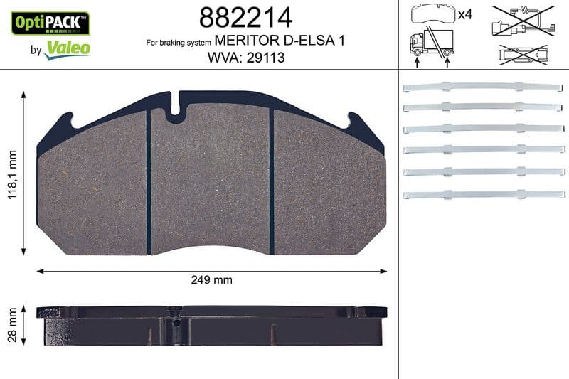 set placute frana,frana disc VALEO 882214