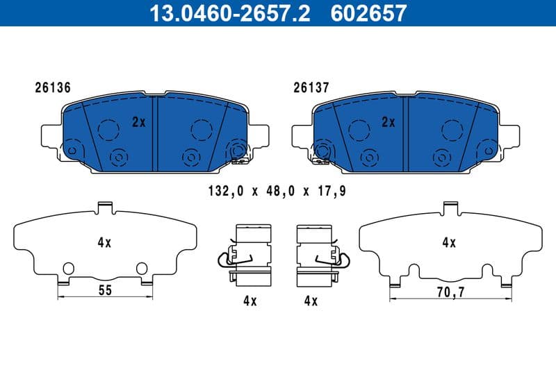 set placute frana,frana disc ATE 13.0460-2657.2