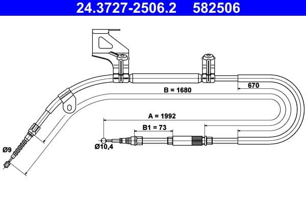 Cablu, frana de parcare ATE 24.3727-2506.2