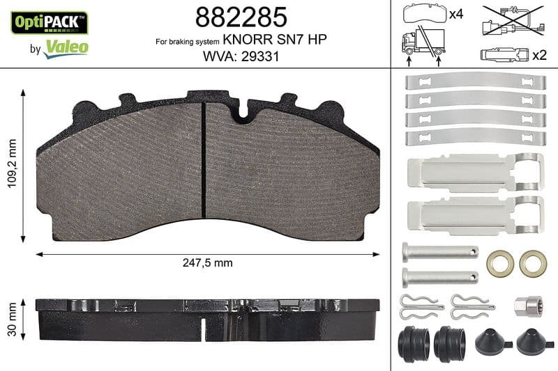 set placute frana,frana disc VALEO OPTIPACK 882285