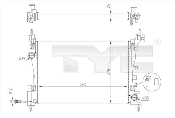 Radiator, racire motor TYC 725-0044-R