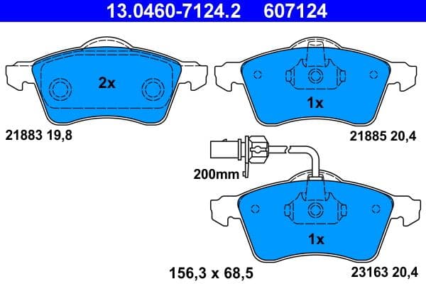 set placute frana,frana disc ATE 13.0460-7124.2