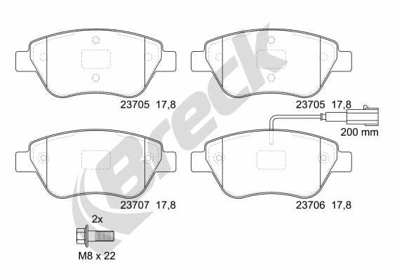 set placute frana,frana disc BRECK 23705 00 701 10