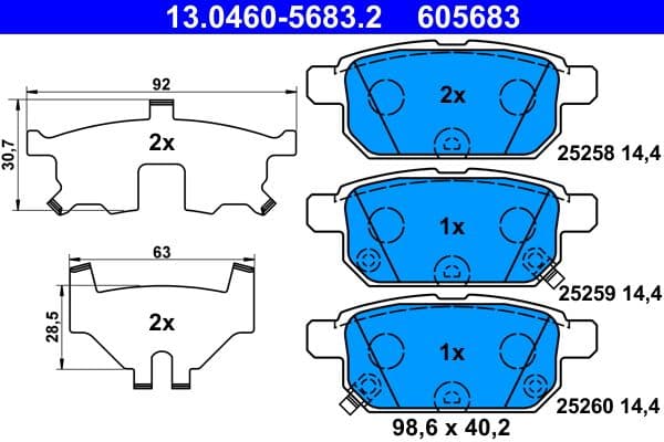 set placute frana,frana disc ATE 13.0460-5683.2