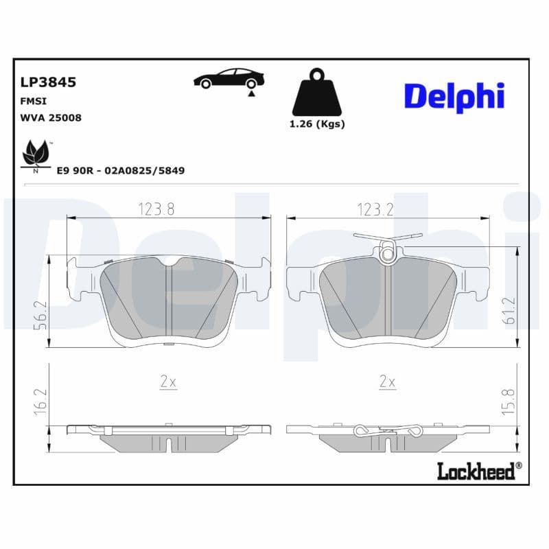 set placute frana,frana disc DELPHI LP3845