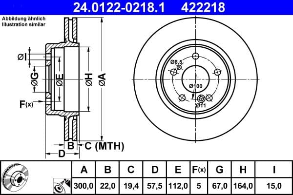 Disc frana ATE 24.0122-0218.1