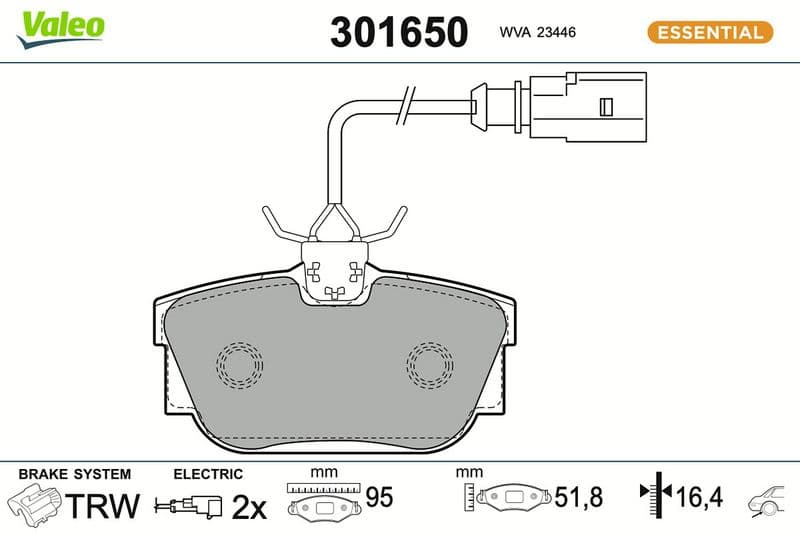 set placute frana,frana disc VALEO ESSENTIAL 301650