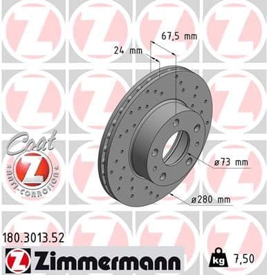 Disc frana ZIMMERMANN SPORT Z 180.3013.52