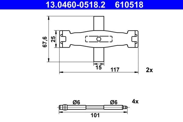 Set accesorii, placute frana ATE 13.0460-0518.2