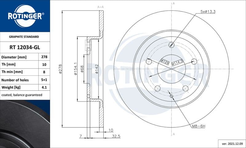 Disc frana ROTINGER GRAPHITE LINE RT 12034-GL
