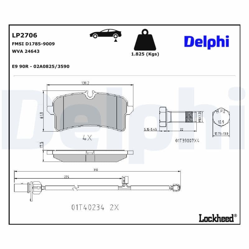 set placute frana,frana disc DELPHI LP2706