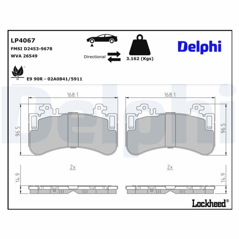 set placute frana,frana disc DELPHI LP4067