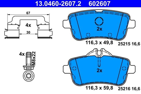 set placute frana,frana disc ATE 13.0460-2607.2