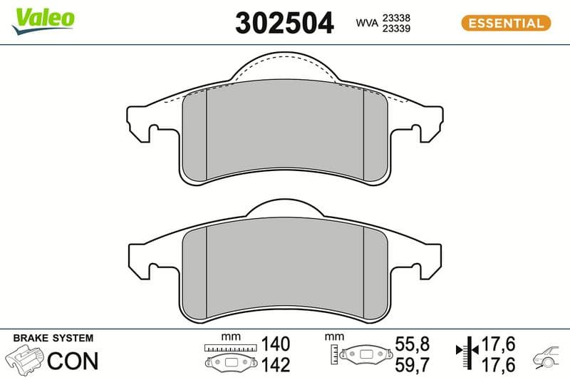 set placute frana,frana disc VALEO ESSENTIAL 302504