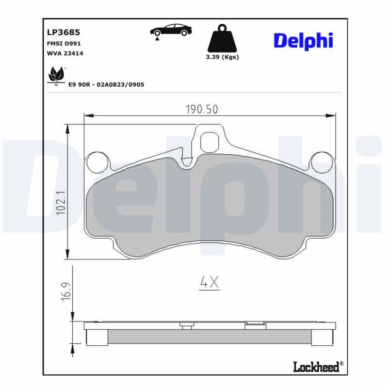 set placute frana,frana disc DELPHI LP3685