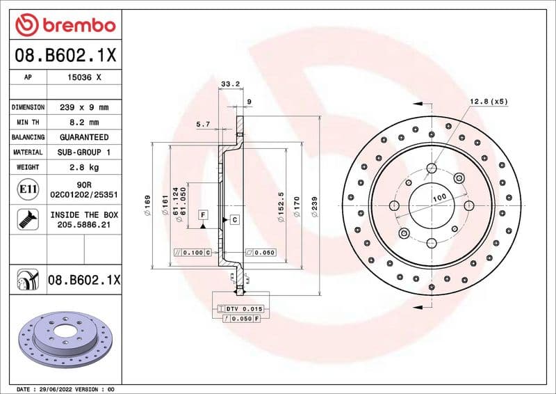Disc frana BREMBO XTRA LINE - Xtra 08.B602.1X