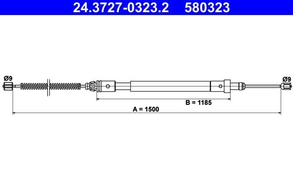 Cablu, frana de parcare ATE 24.3727-0323.2