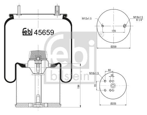 Burduf, suspensie pneumatica FEBI BILSTEIN 45659