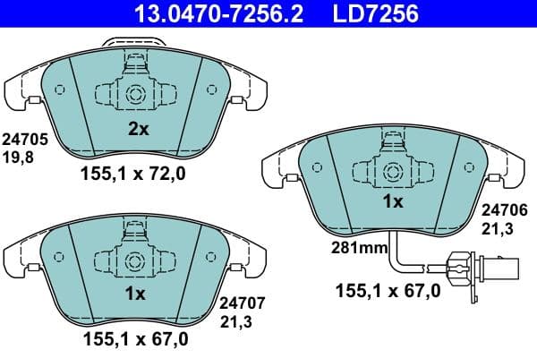 set placute frana,frana disc ATE Ceramic 13.0470-7256.2