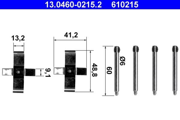 Set accesorii, placute frana ATE 13.0460-0215.2