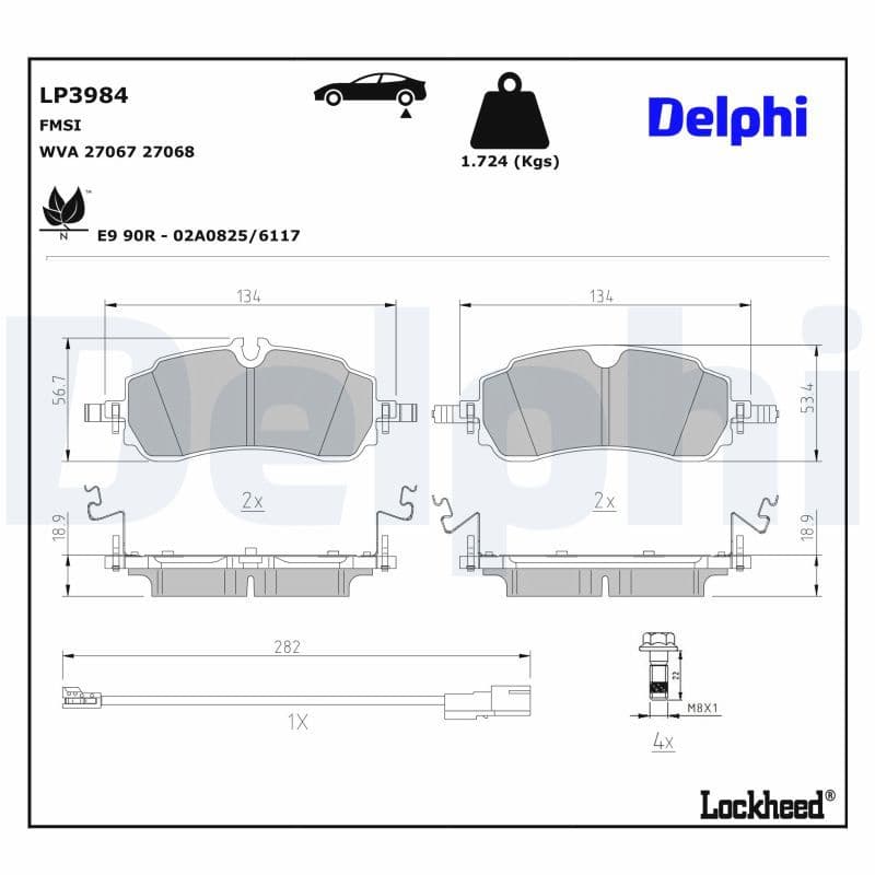 set placute frana,frana disc DELPHI LP3984