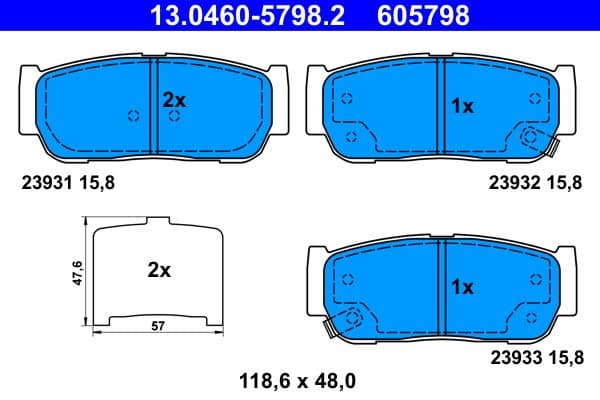 set placute frana,frana disc ATE 13.0460-5798.2