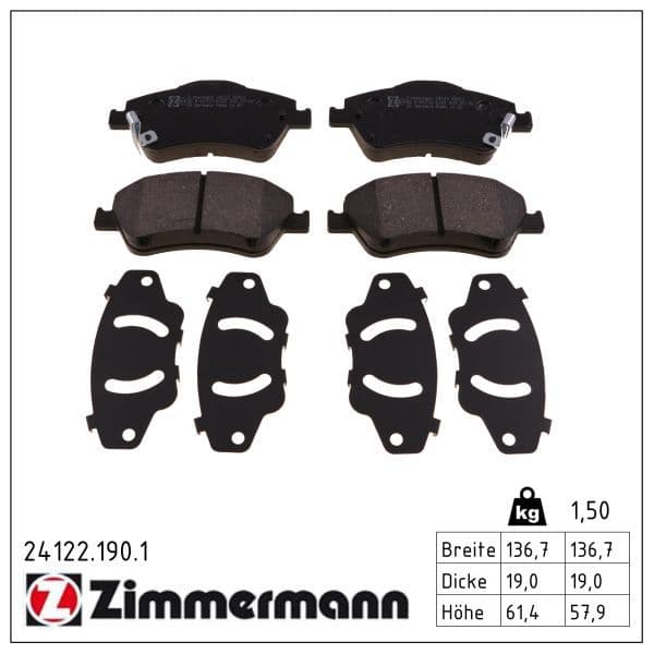 set placute frana,frana disc ZIMMERMANN 24122.190.1