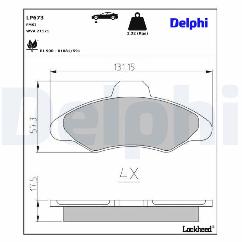set placute frana,frana disc DELPHI LP673